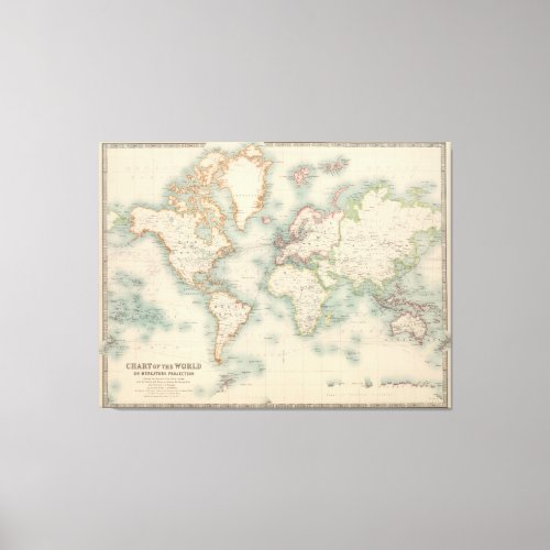 Vintage Map of The World 1911 Canvas Print