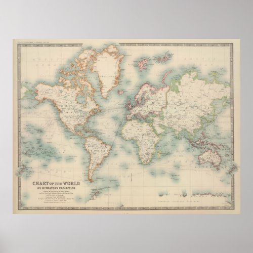 Vintage Map of The World 1911 Poster