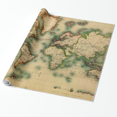 Vintage Map of The World 1911 _ Stylized Wrapping Paper
