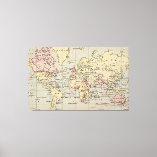 Vintage Map of The World 1914 Canvas Print