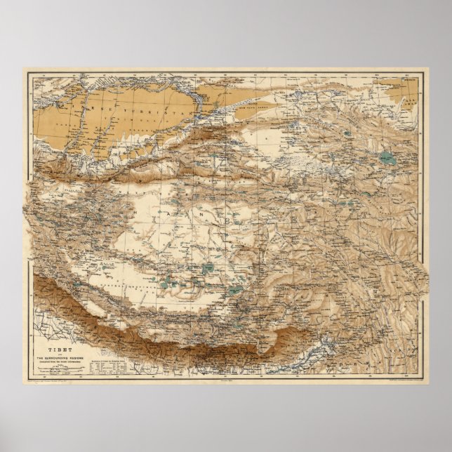 Vintage Map of Tibet (1906) Poster (Front)