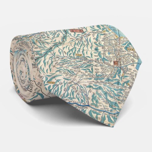 Vintage Map of Tokyo and Mt Fuji Japan 1843 Neck Tie