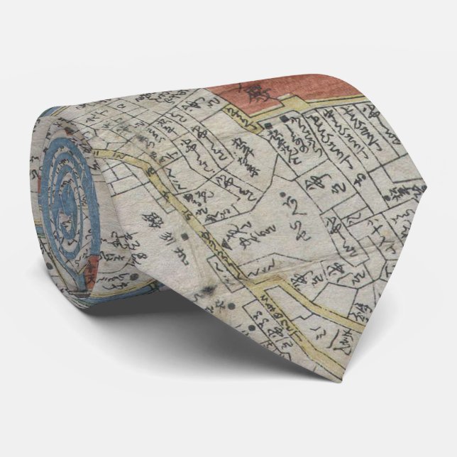 Vintage Map of Tokyo Japan (1850) Neck Tie (Rolled)