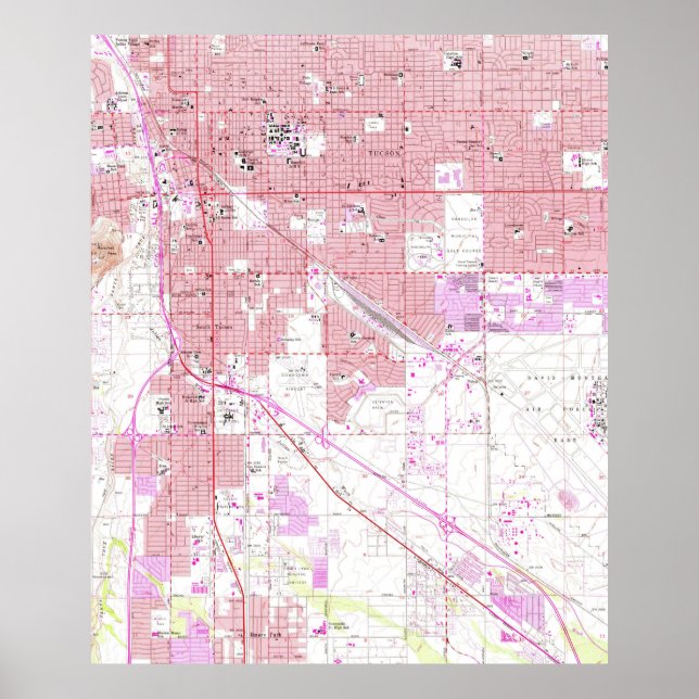 Vintage Map of Tucson Arizona (1957) Poster (Front)