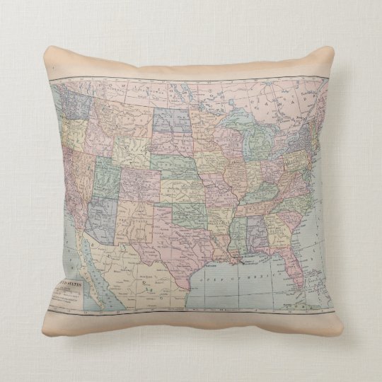 Vintage Map of United States Pillow