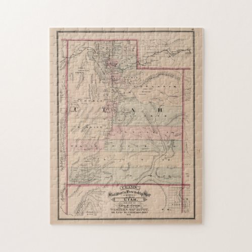 Vintage Map of Utah 1878 Jigsaw Puzzle