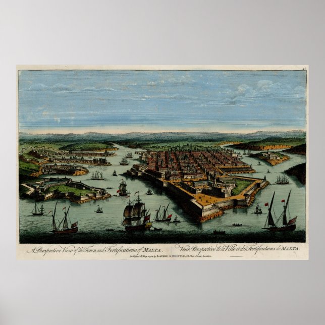 Vintage Map of Valletta Malta (1794) Poster (Front)