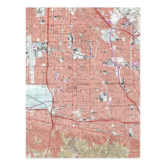 Vintage Map Of Van Nuys California 1966 Postcard Zazzle