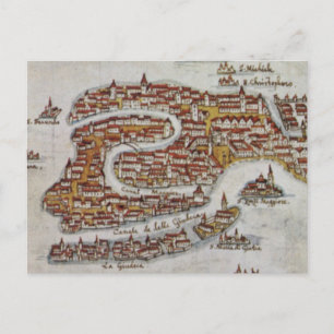 Vintage Map of Venice (1649) Postcard