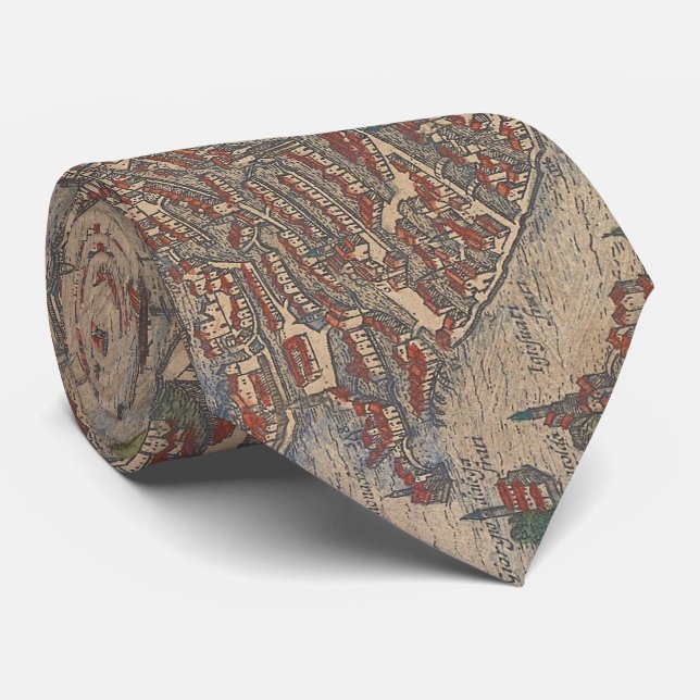 Vintage Map of Venice Italy (1572) Neck Tie (Rolled)
