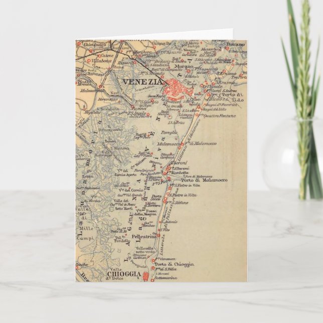 Vintage Map of Venice Italy Card (Front)
