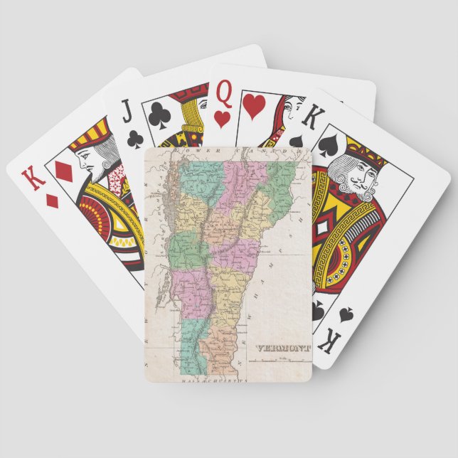 Vintage Map of Vermont (1827) Poker Cards (Back)