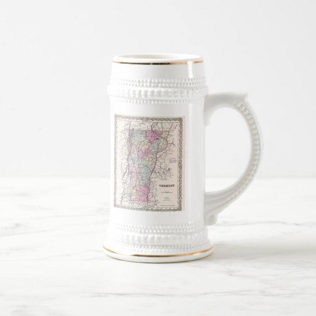Vintage Map of Vermont (1855) Beer Stein (Right)