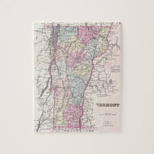 Vintage Map of Vermont 1855 Jigsaw Puzzle