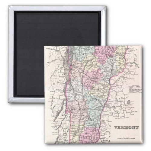 Vintage Map of Vermont 1855 Magnet