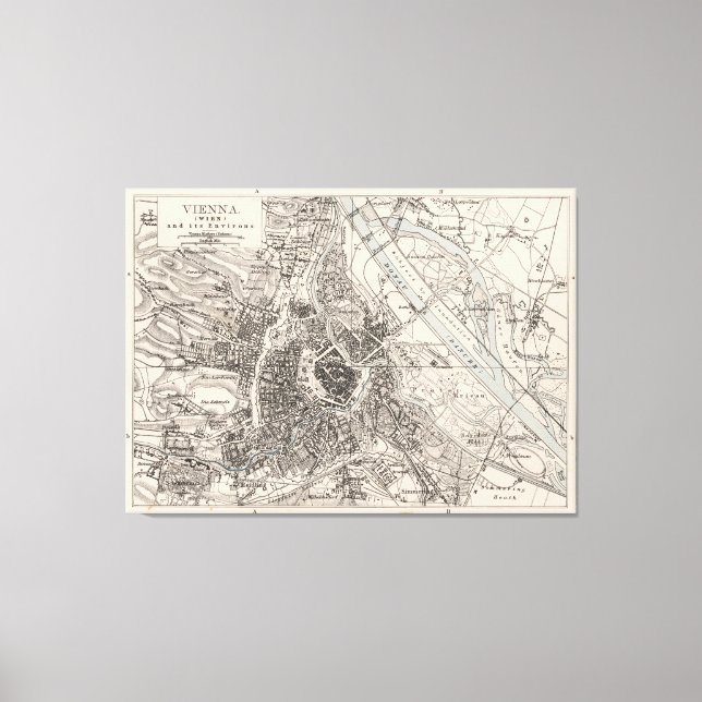 Vintage Map of Vienna Austria (1906) Canvas Print (Front)