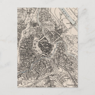 Vintage Map of Vienna Austria (1906) Postcard