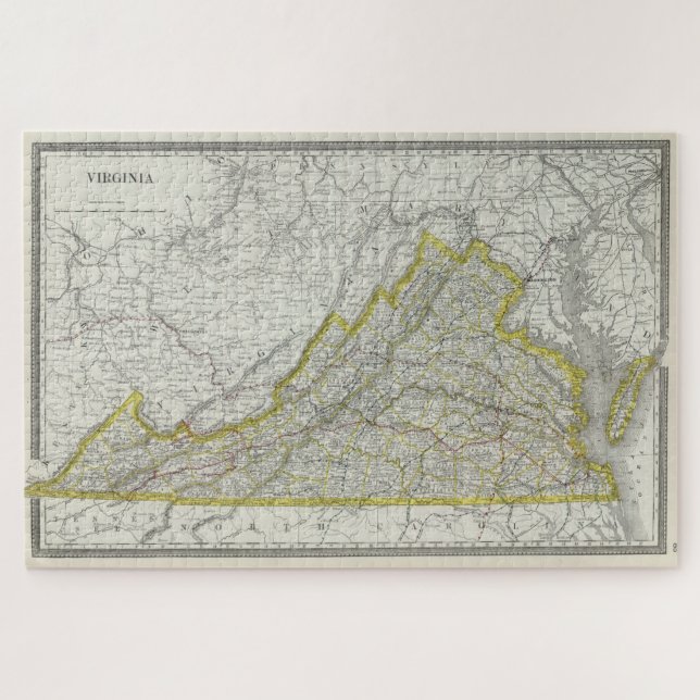Vintage Map of Virginia (1889) Jigsaw Puzzle (Horizontal)