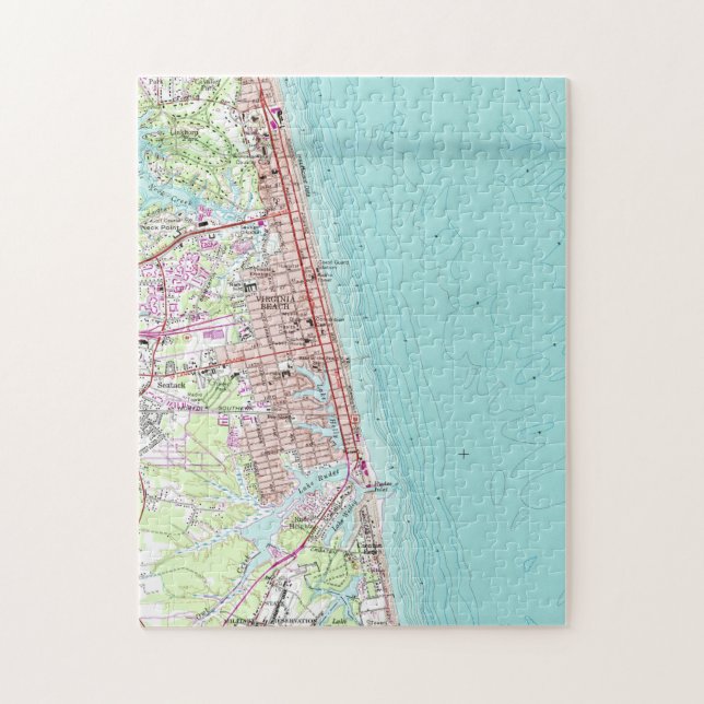 Vintage Map of Virginia Beach (1965) Jigsaw Puzzle (Vertical)