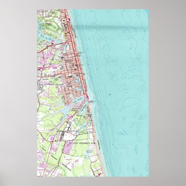 Vintage Map of Virginia Beach (1965) Poster (Front)