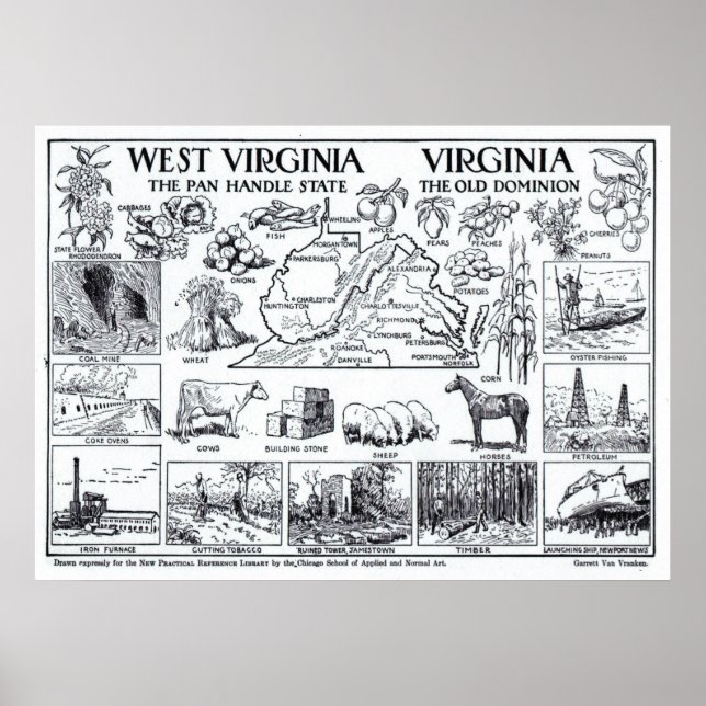 Vintage Map of Virginia & West Virginia (1912) Poster (Front)