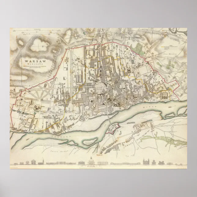 Vintage Map of Warsaw Poland (1831) Poster | Zazzle