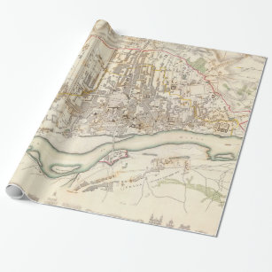 Vintage Map of Warsaw Poland (1831) Wrapping Paper