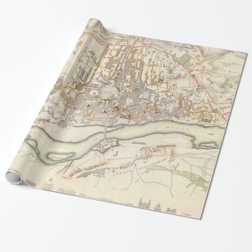 Vintage Map of Warsaw Poland 1831 Wrapping Paper