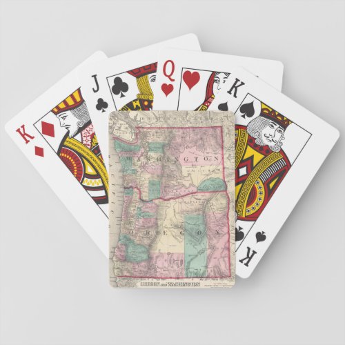 Vintage Map of Washington and Oregon 1875 Poker Cards
