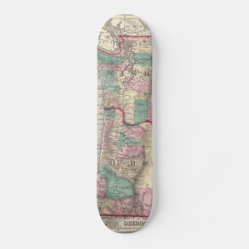 Vintage Map of Washington and Oregon 1875 Skateboard Deck