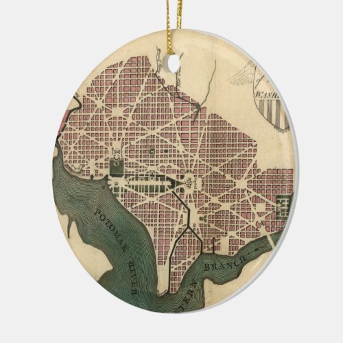 Vintage Map of Washington DC 1793 Ceramic Ornament