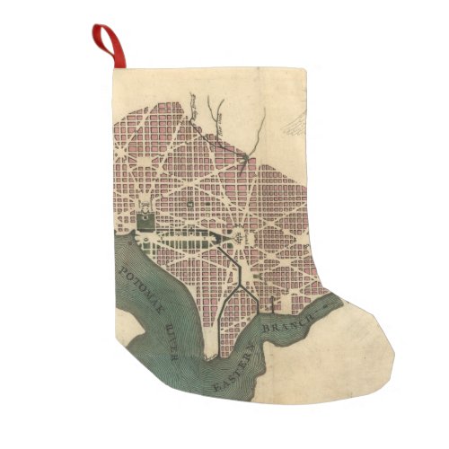 Vintage Map of Washington DC 1793 Small Christmas Stocking