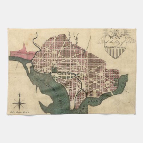 Vintage Map of Washington DC 1793 Towel