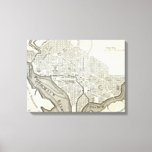 Vintage Map of Washington DC 1794 Canvas Print