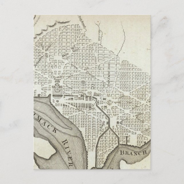 Vintage Map of Washington D.C. (1794) Postcard (Front)