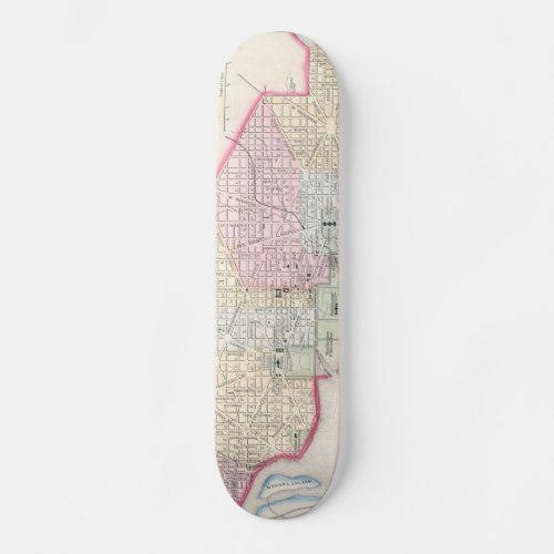 Vintage Map of Washington DC 1864 Skateboard Deck