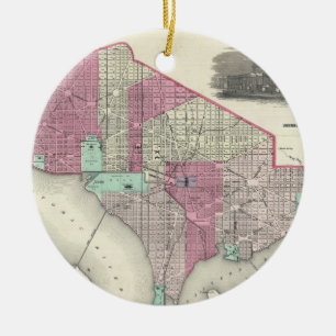 Vintage Map of Washington D.C. (1866) Ceramic Ornament
