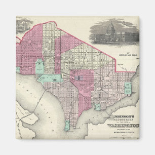Vintage Map of Washington D.C. (1866) Magnet