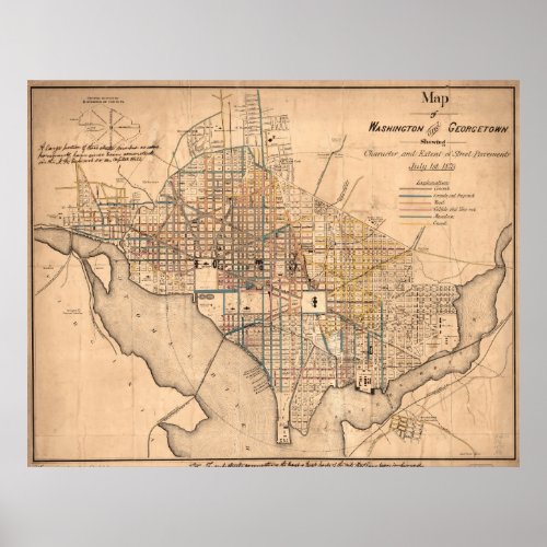 Vintage Map of Washington DC 1879 Poster