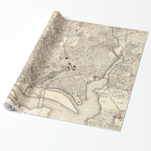 Vintage Map of Washington DC 1900 Wrapping Paper