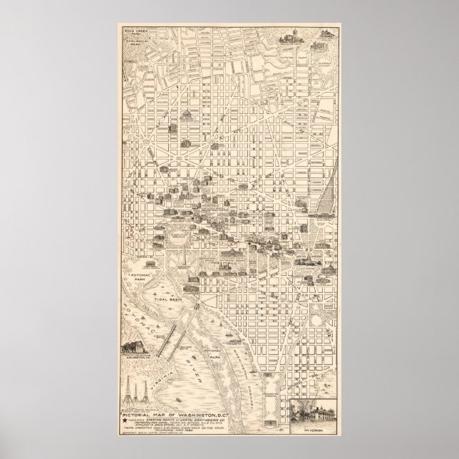 Vintage Map of Washington D.C. (1914) Poster (Front)