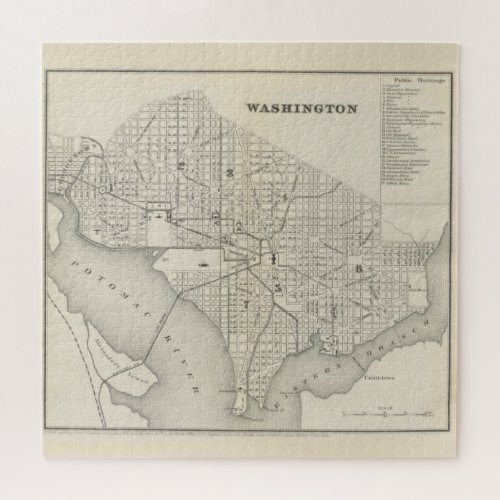 Vintage Map of Washington DC 1866 Jigsaw Puzzle