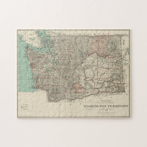 Vintage Map of Washington State 1887 Jigsaw Puzzle