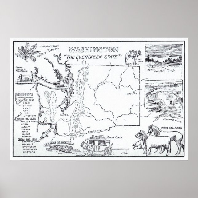 Vintage Map of Washington State (1912) Poster (Front)