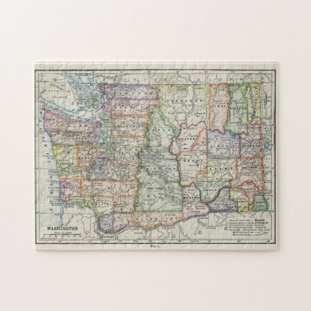 Vintage Map Of Washington State (1914) Jigsaw Puzzle