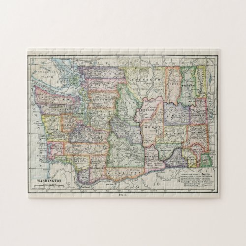 Vintage Map of Washington State 1914 Jigsaw Puzzle