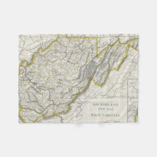 Vintage Map of West Virginia 1889 Fleece Blanket