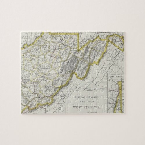 Vintage Map of West Virginia 1889 Jigsaw Puzzle