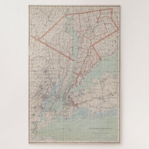 Vintage Map of Westchester County NY 1893 Jigsaw Puzzle