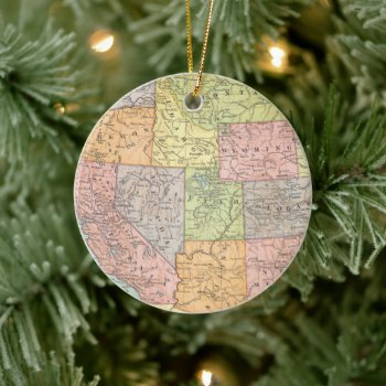 Vintage Map Of Western United States Ceramic Ornament by whereabouts at Zazzle